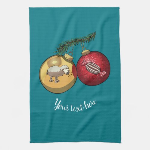 Baa Humbug Baubles Christmas Sheep  Candy Cartoon Kitchen Towel