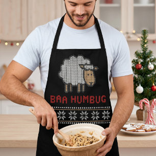 Baa Humbug Christmas Sheep Ugly Sweater Style Apron