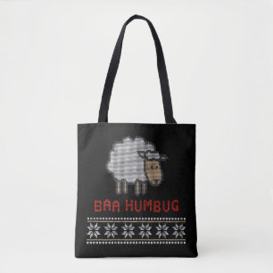 Baa Humbug Christmas Sheep   Ugly Sweater Style Tote Bag