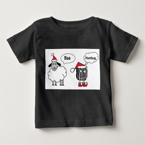 Baa Humbug Funny Christmas Sheep Cartoon Baby T_Shirt