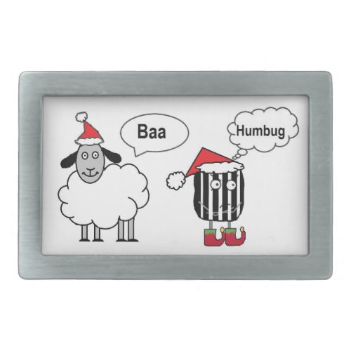 Baa Humbug Funny Christmas Sheep Cartoon Belt Buckle