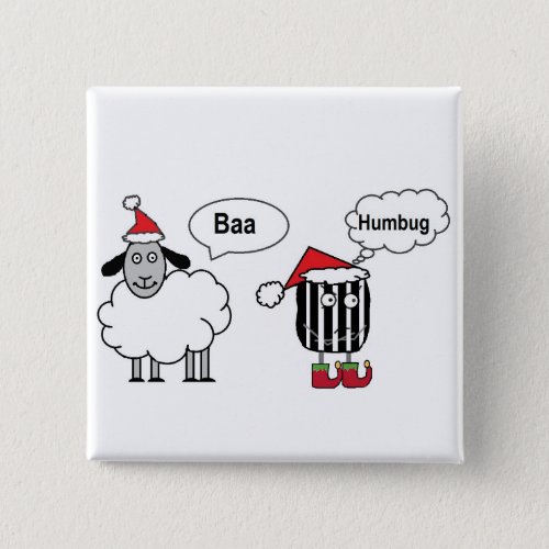 Baa Humbug Funny Christmas Sheep Cartoon Button