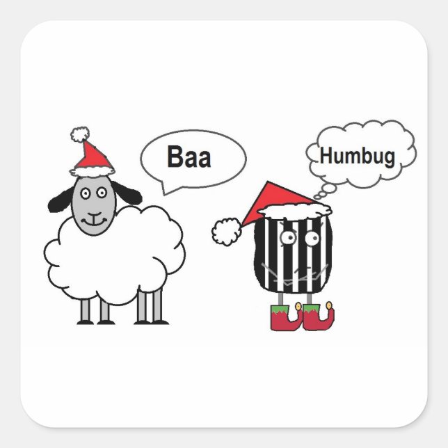 Baa Humbug Funny Christmas Sheep Cartoon Square Sticker (Front)