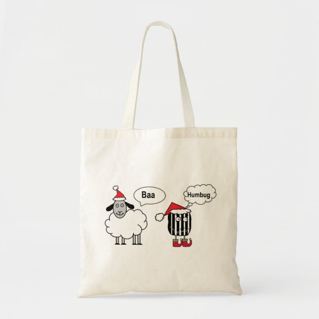 Baa Humbug Funny Christmas Sheep Cartoon Tote Bag (Front)