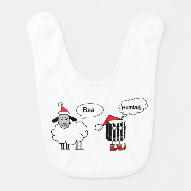 Baa Humbug Funny Festive Cartoon Baby Bib (Front)