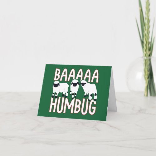 Baa Humbug Funny Valais Blacknose Sheep Christmas Card