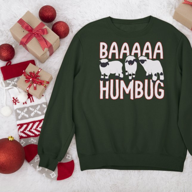 Baa Humbug Funny Valais Blacknose Sheep Christmas Sweatshirt (Creator Uploaded)