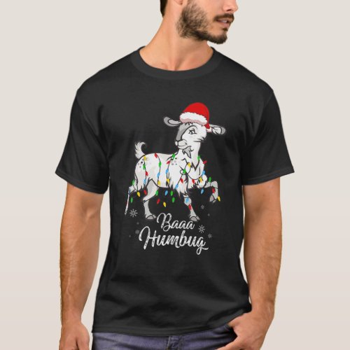 Baa Humbug Goat Santa Hat Bah Humbug Christmas Fun T_Shirt
