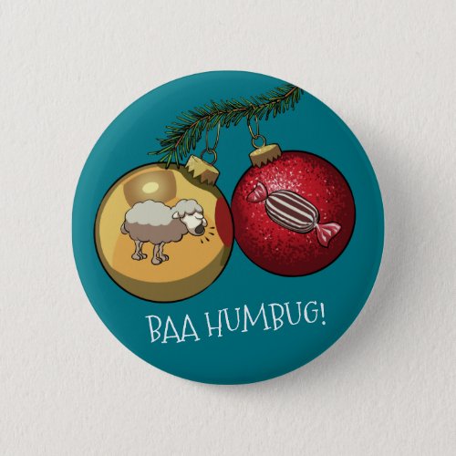 Baa Humbug Sheep Christmas Decorations Cartoon Button