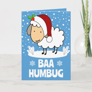 Baa Humbug Sheep Wearing A Santa Hat Holiday