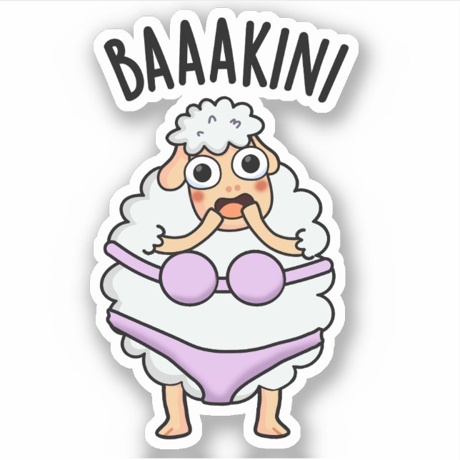 Baa-kini Funny Bikini Pun  Sticker (Front)