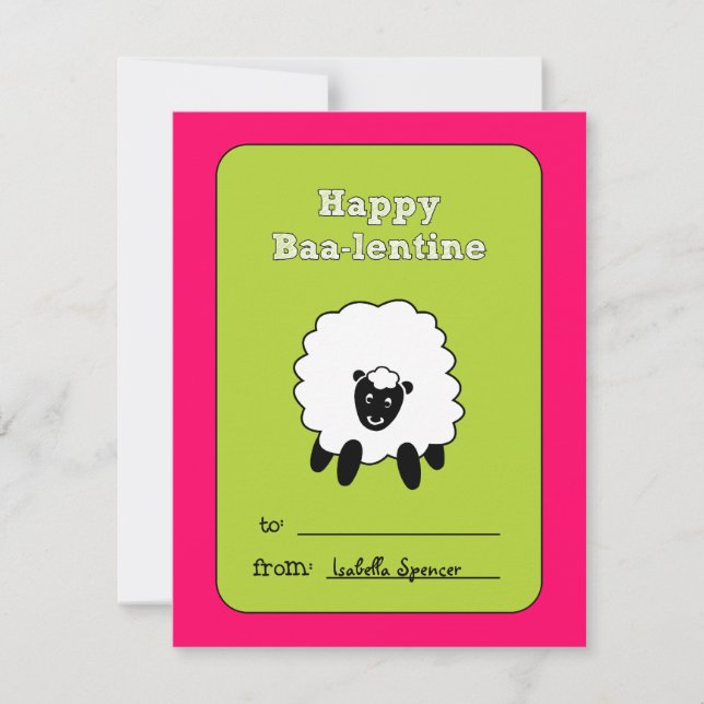 Baa-lentine Kids Valentine Card (Front)