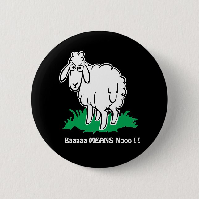 Baa-Means-No Pinback Button (Front)