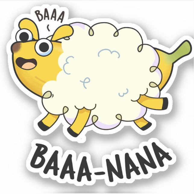 Baa-nana Funny Banana Pun  Sticker (Front)