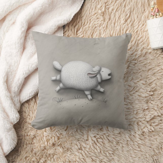 Baa Relief Cute Bleating Sheep Throw Pillow (Blanket)