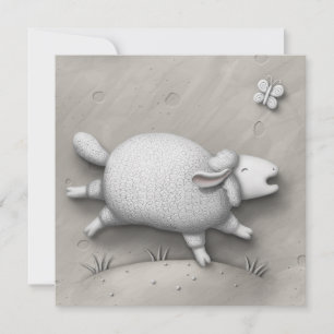 Baa Relief Cute Happy Sheep Personalized Note Card