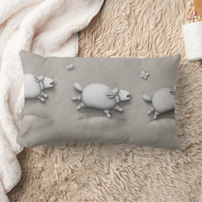 Baa Relief Happy Galloping Sheep Lumbar Pillow (Blanket)