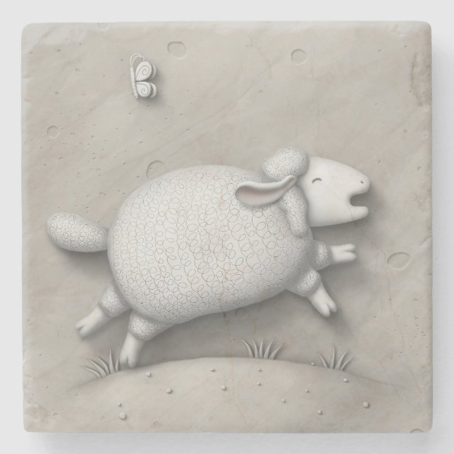 Baa Relief (sheep 2) Stone Coaster (Front)