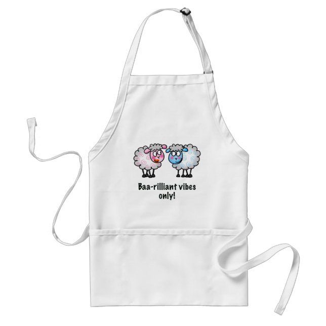 Baa-rilliant - Cute Cartoon Sheep Pair Adult Apron (Front)
