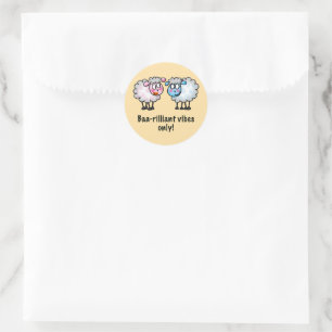 Baa-rilliant - Cute Cartoon Sheep Pair Classic Round Sticker