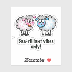 Baa-rilliant - Cute Cartoon Sheep Pair Sticker