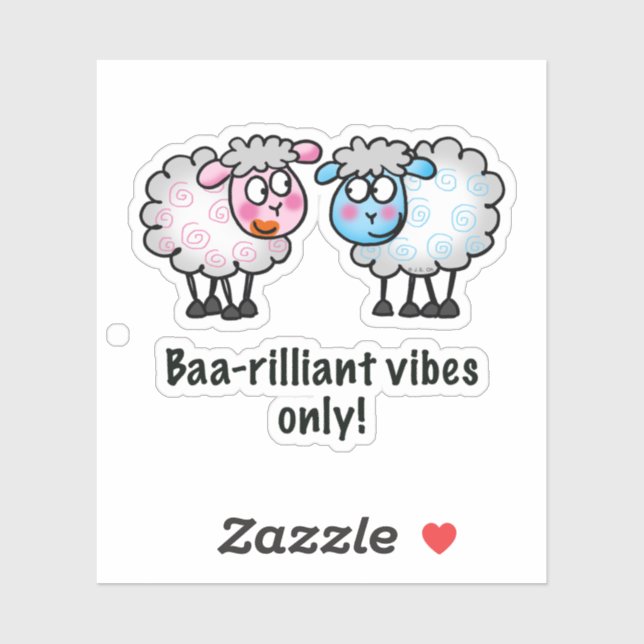 Baa-rilliant - Cute Cartoon Sheep Pair Sticker (Sheet)