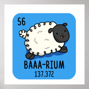 Baa-rium Funny Sheep Chemistry Pun  Poster