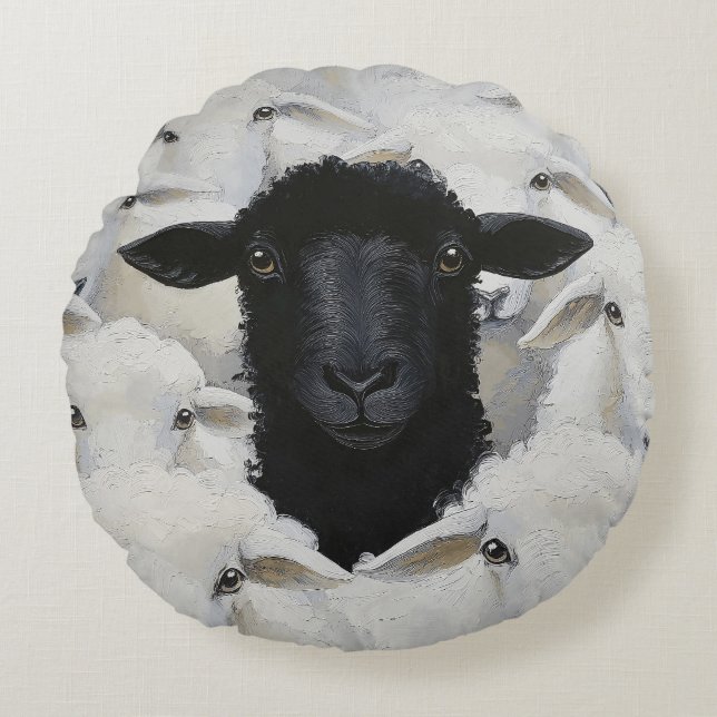 Baa-tle of Individuality Round Pillow (Front)