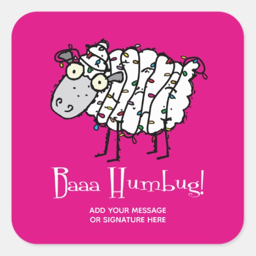 Baaa Bah Humbug Christmas Square Sticker