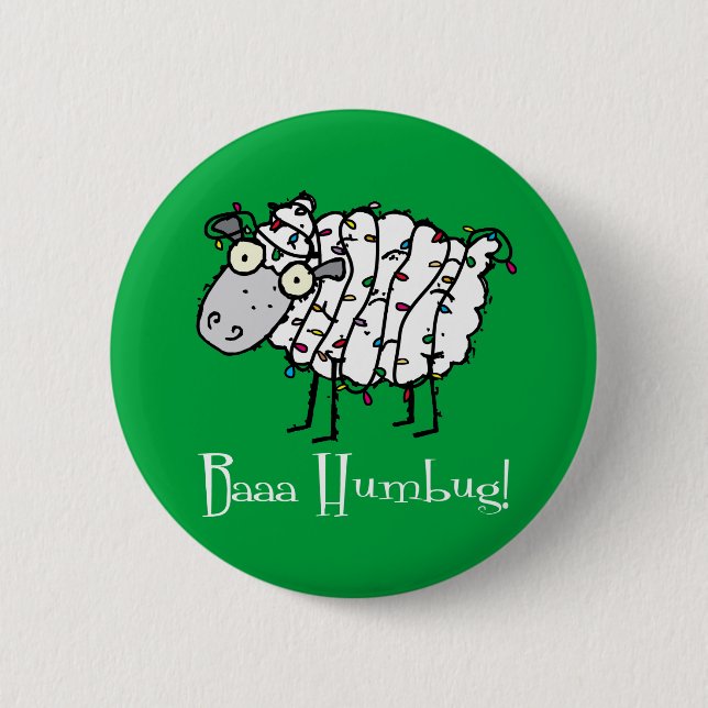 Baaa Bah Humbug Funny Christmas Button (Front)