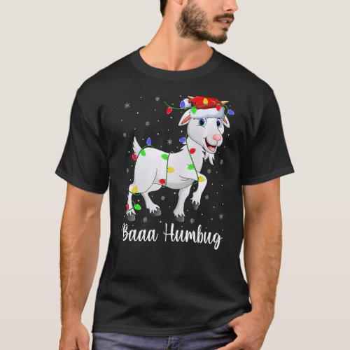 Baaa Humbug Goat Xmas Lighting Santa Goat Christma T_Shirt