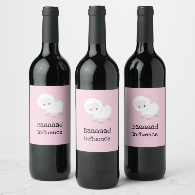 Baaaad Influence Custom Cute Lamb Sheep Wine Label (Bottles)