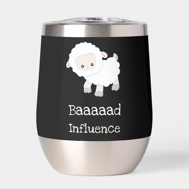 Baaaad Influence Personalized Cute Lamb Sheep Thermal Wine Tumbler (Front)