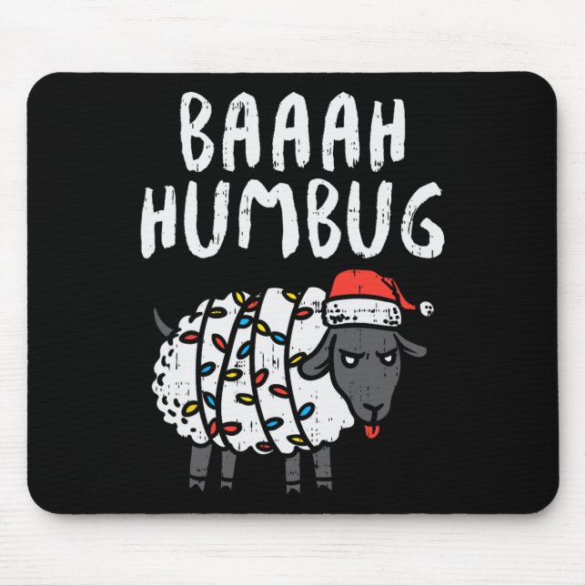Baaah Humbug Sheep Xmas Lights Fun Anti Christmas  Mouse Pad (Front)
