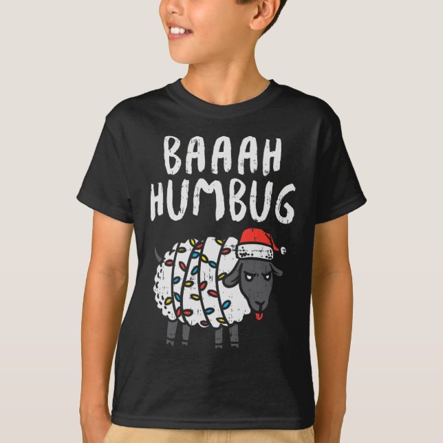 Baaah Humbug Sheep Xmas Lights Fun Anti Christmas  T-Shirt (Front)
