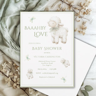 Baahby Love Lamb Sheep Baby Shower Invitation