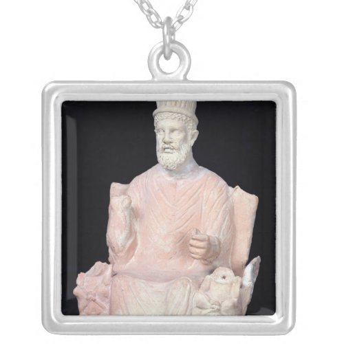 Baal Hammon seated on his throne Silver Plated Necklace