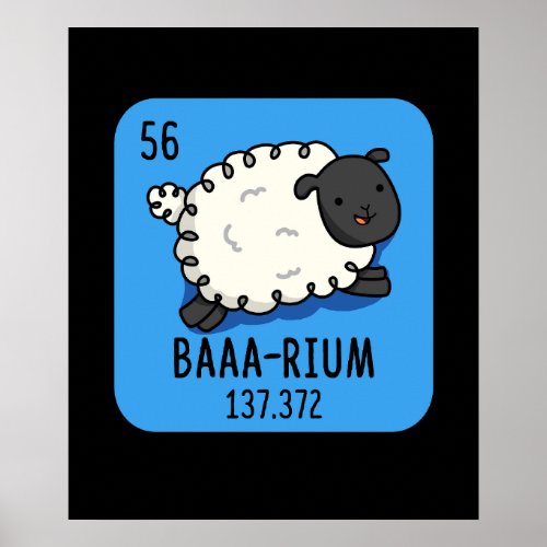 Baarium Funny Sheep Chemistry Pun Dark BG Poster