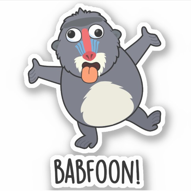 Bab-foon Funny Buffoon Baboon Pun  Sticker (Front)