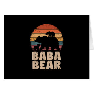 Baba Bear Vintage Retro Funny Father's Day 2 Cubs  Card