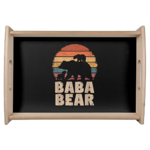 Baba Bear Vintage Retro Funny Father's Day 2 Cubs Serving Tray
