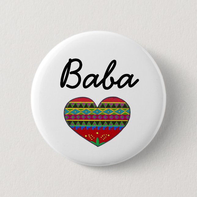 Baba Love Ukrainian Folk Art Pinback Button (Front)