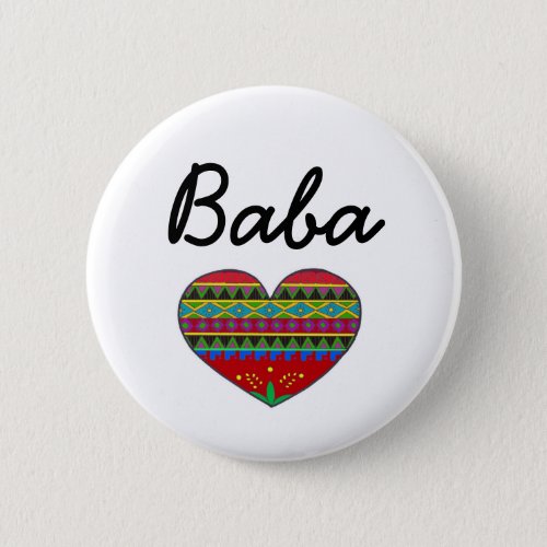 Baba Love Ukrainian Folk Art Pinback Button