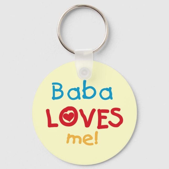 Baba Loves Me T-shirts and Gifts Keychain (Front)