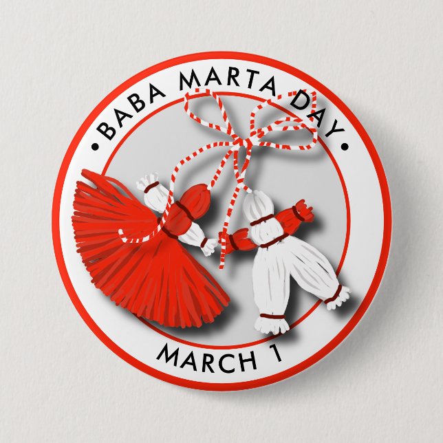 Baba Marta Day Martenitsa Button (Front)