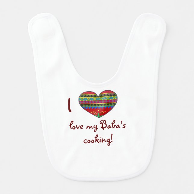Baba Ukrainian Heart Art Bib (Front)