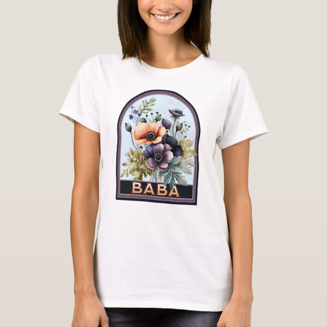 Baba Vintage Floral Grandmother T-Shirt (Front)