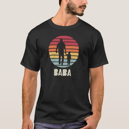 Baba Vintage Retro Sunset Father and Child T_Shirt