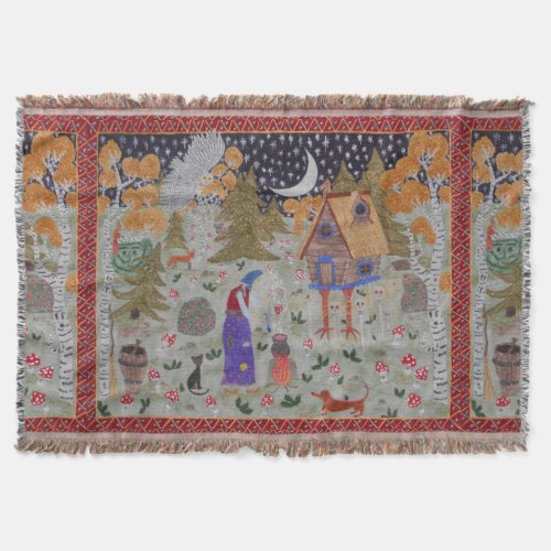 Baba Yagas Enchanted Forest Throw Blanket