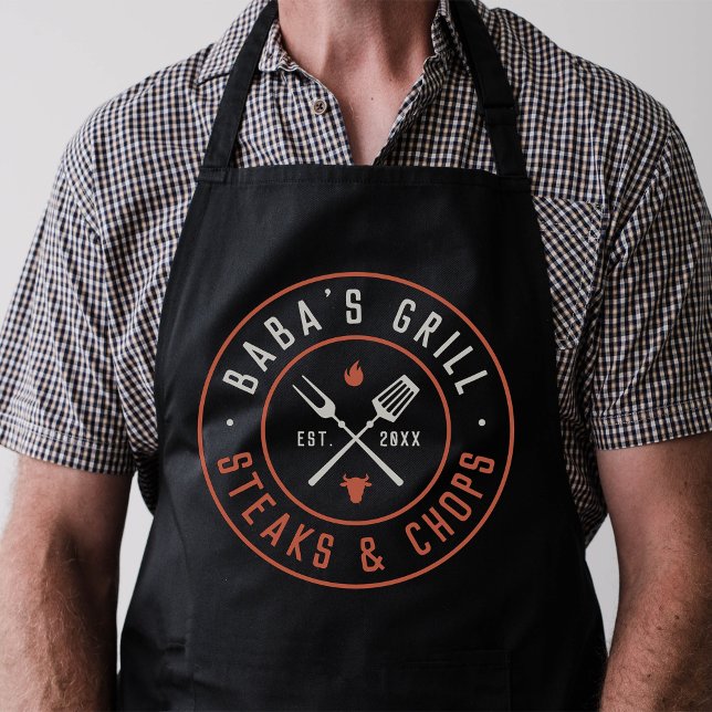 Baba's Grill Personalized Year Established Apron (Creator Uploaded)